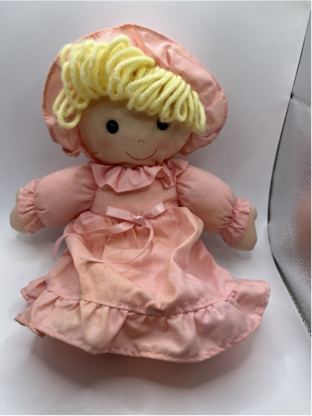 DANDEE INTERNATIONAL Cloth Baby Doll Pink Plush Toy Girl Blonde Hair VINTAGE HTF